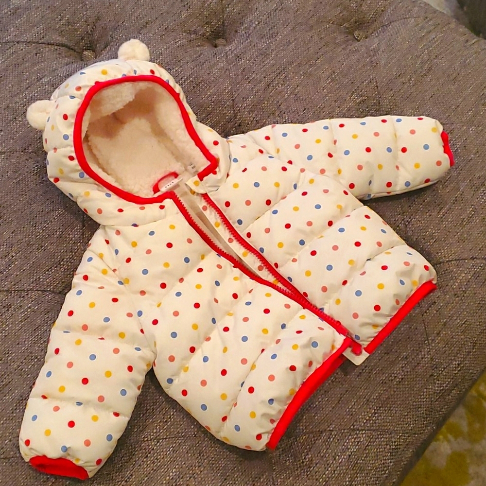 Baby GAP Cream Polka-dot Winter coat (6-12M)